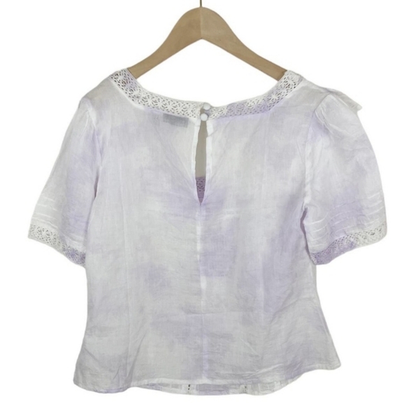 🇺🇸 ASOS Design Short Sleeve Lace Insert Top in Purple Tie Dye Size 4-NWOT ☑️ - Picture 3 of 8